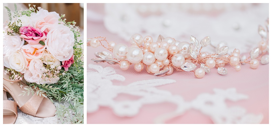 Aiden Laurette Photography | Wedding Details | Shoes and Flowers and hair piece