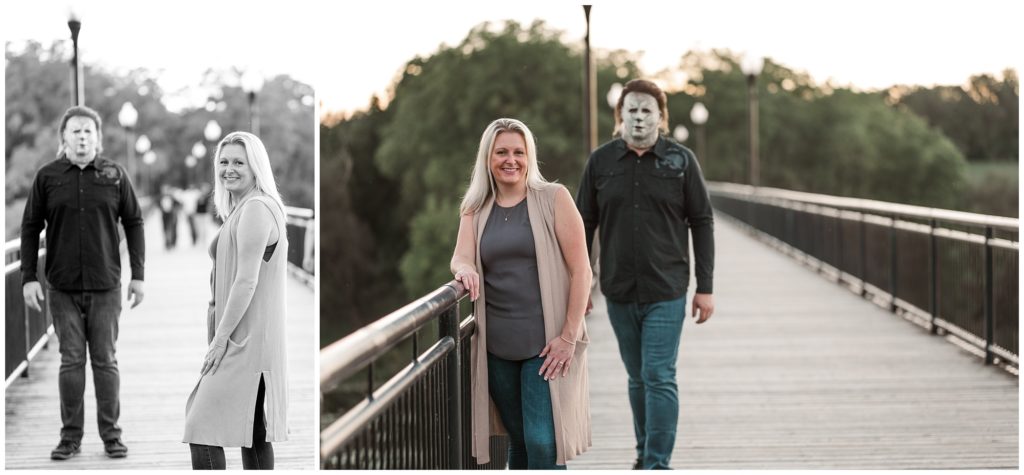 Aiden Laurette Photography | Ontario Wedding Photographer | St Mary's Engagement shoot | Couples Photos | Mike Meyers mask photos