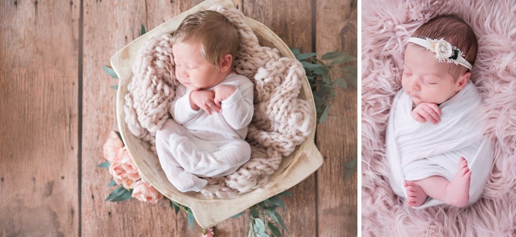 2 infants posed in pink | Aiden Laurette Photography
