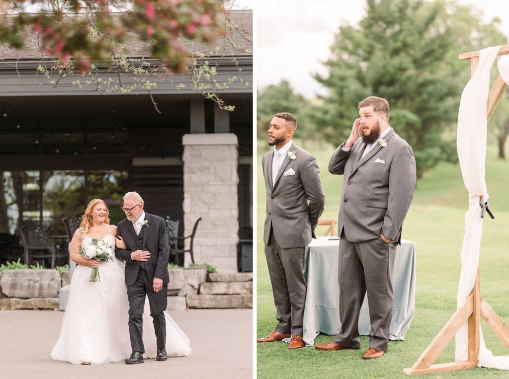 aiden laurette photography | woman in bridal gown men in charcoal suits