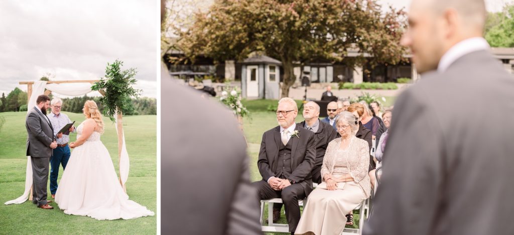 aiden laurette photography | wedding ceremony stil photograph men in suits red headed bride