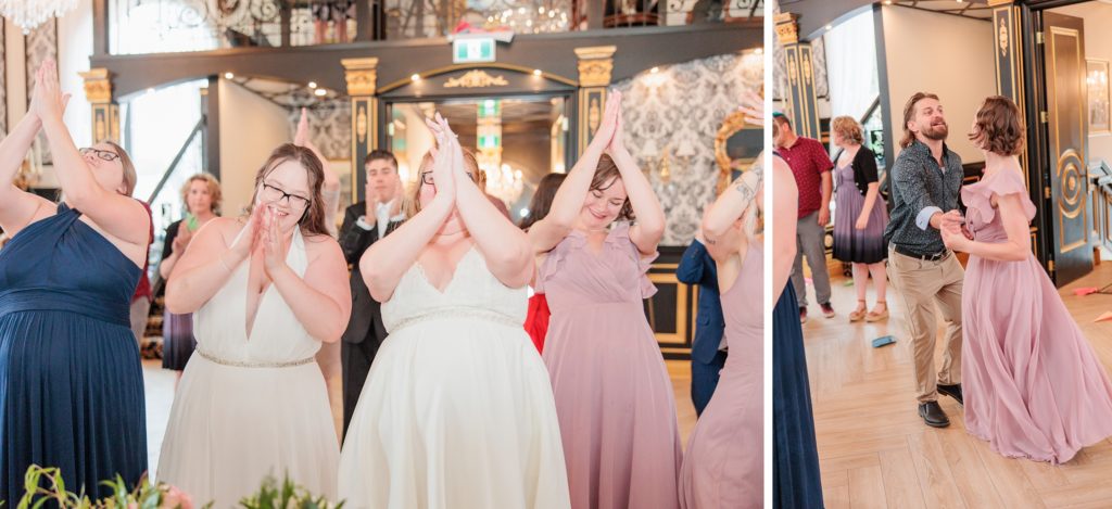Aiden Laurette Photography | brides dancing on danceflloor with wedding guests