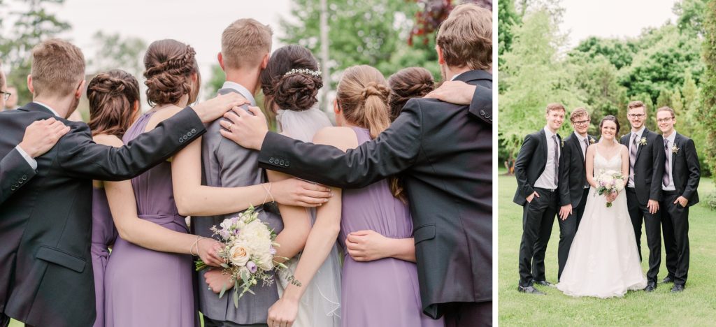 Aiden Laurette Photography | bride and groom pose with wedding party bride poses with groomsmen