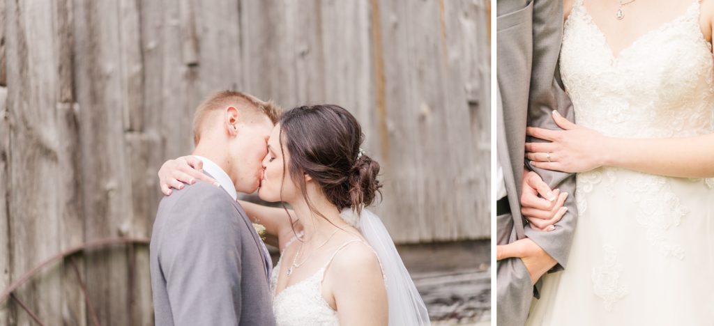 Aiden Laurette Photography | bride and groom kissing, close up photo of bride and grooms hands
