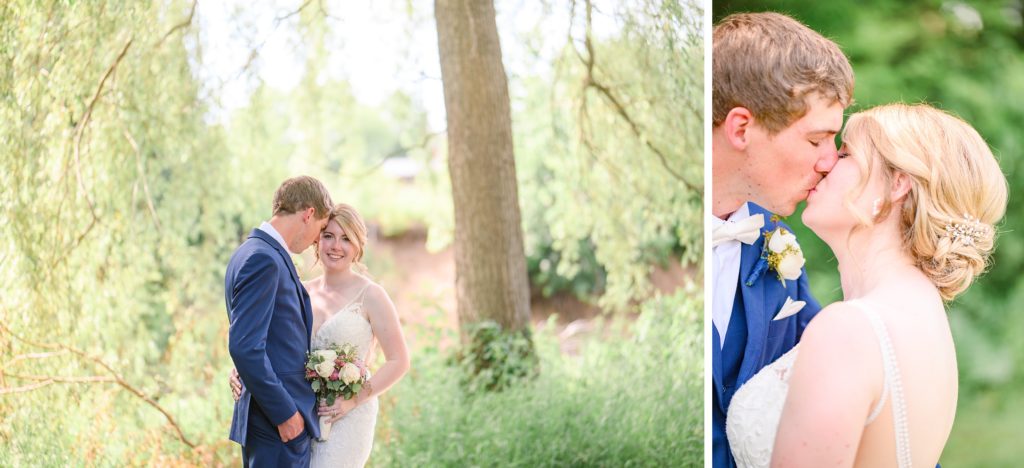 Aiden Laurette Photography | bride and groom pose in greenery