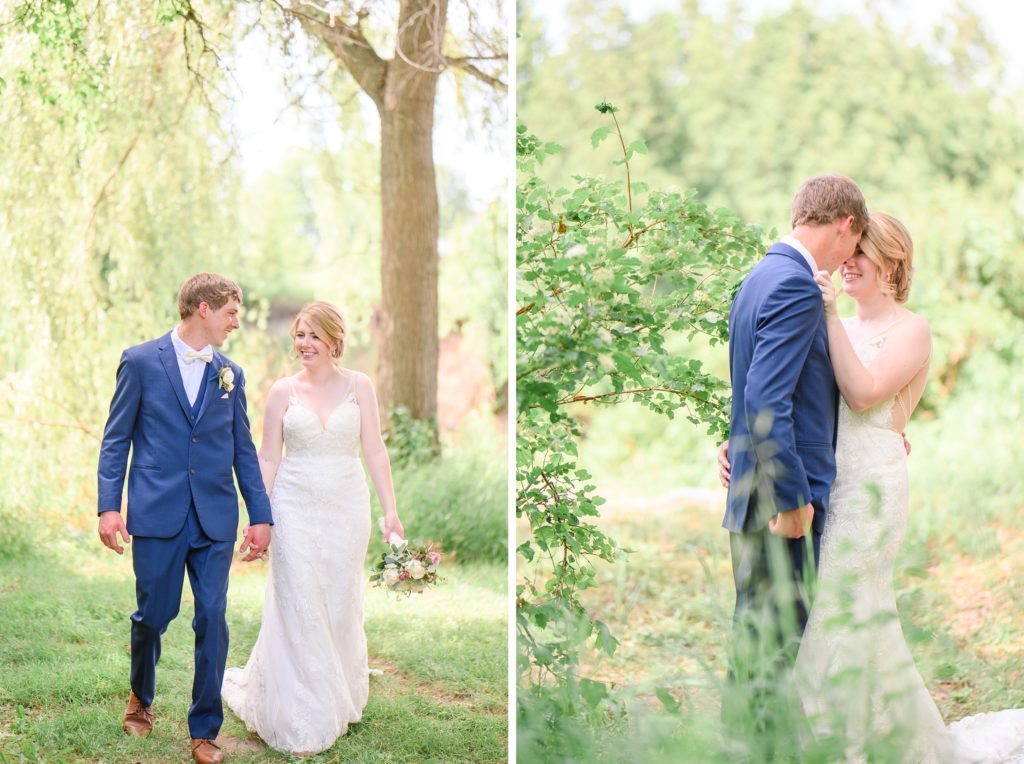 Aiden Laurette Photography | bride and groom pose in greenery