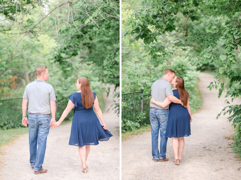 Aiden Laurette Photography | man and woman walk on tree lined path