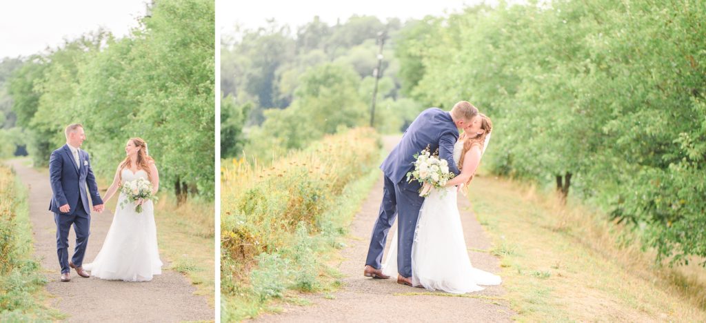 Aiden Laurette Photography | bride and groom walking, bride and groom kissing