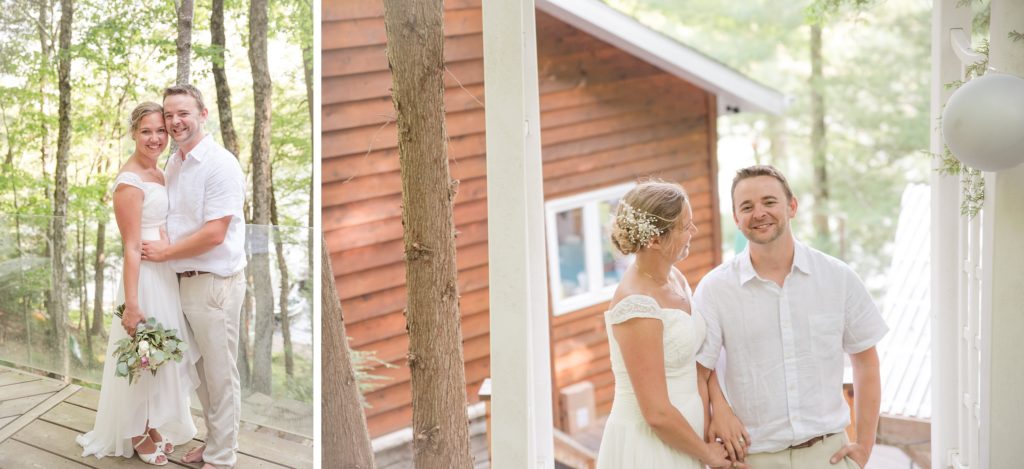 Aiden Laurette Photography | bride and groom pose in front of cottage
