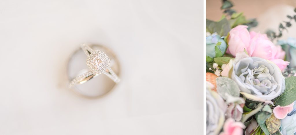 Aiden Laurette Photography | close up photograph of wedding rings and flowers