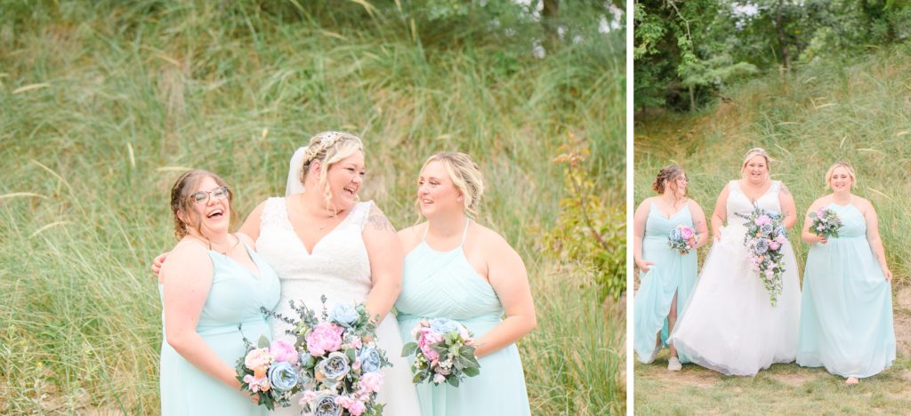Aiden Laurette Photography | bride and bridesmaids standing in greenery