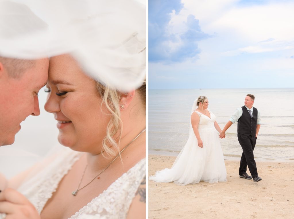Aiden Laurette Photography | bride and groom on beach