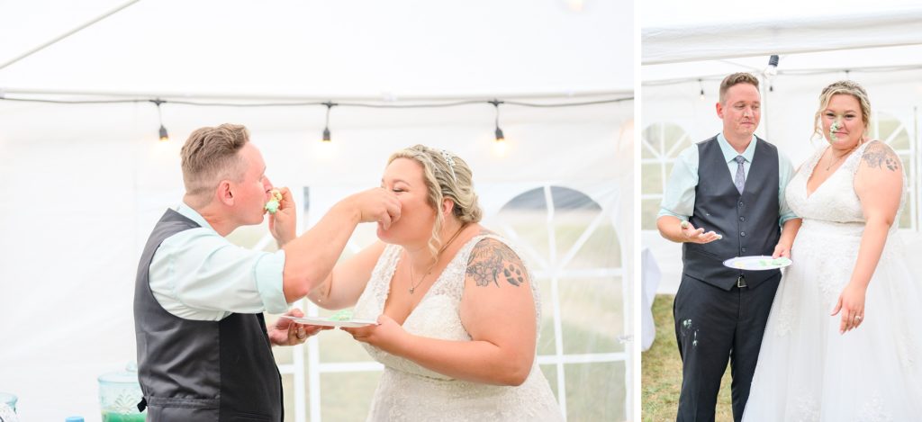 Aiden Laurette Photography | bride and groom eat cate
