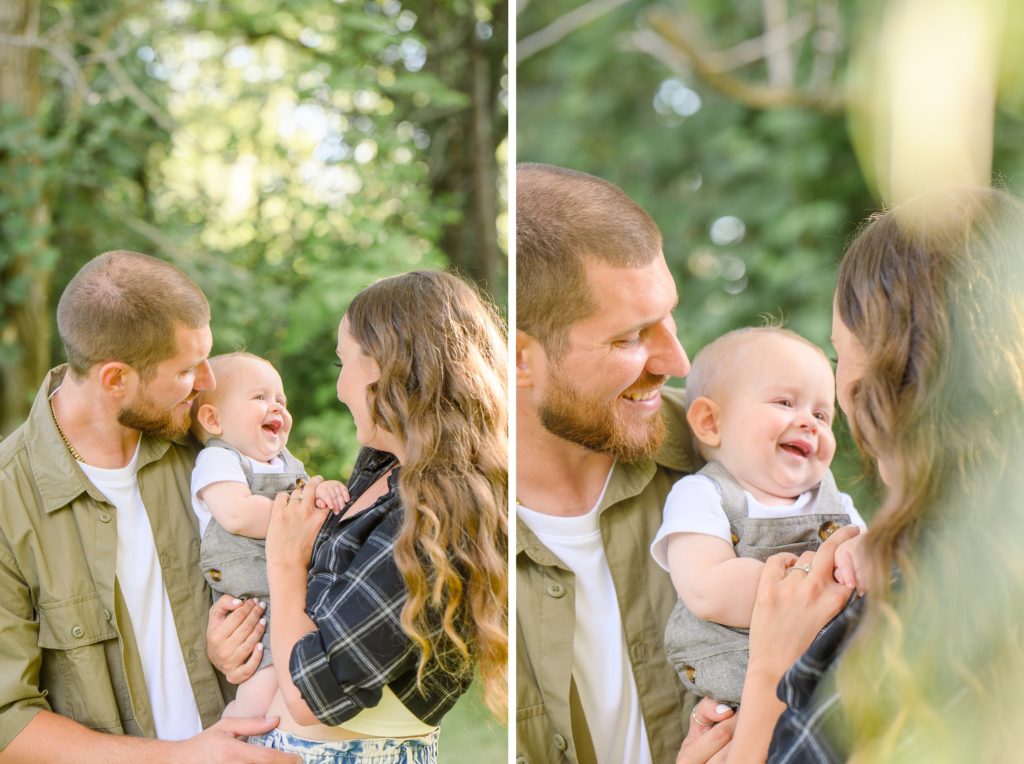 Aiden Laurette Photography | man and woman pose laughing with infant