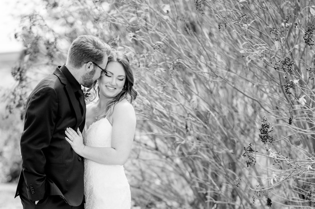 Aiden Laurette Photography | black and white photo of bride and groom
