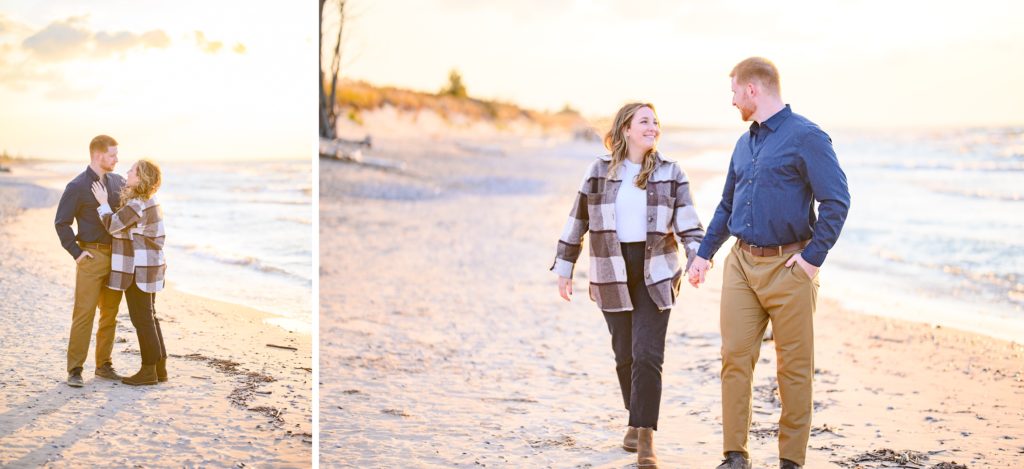 Aiden Laurette Photography | man and woman walk on beach