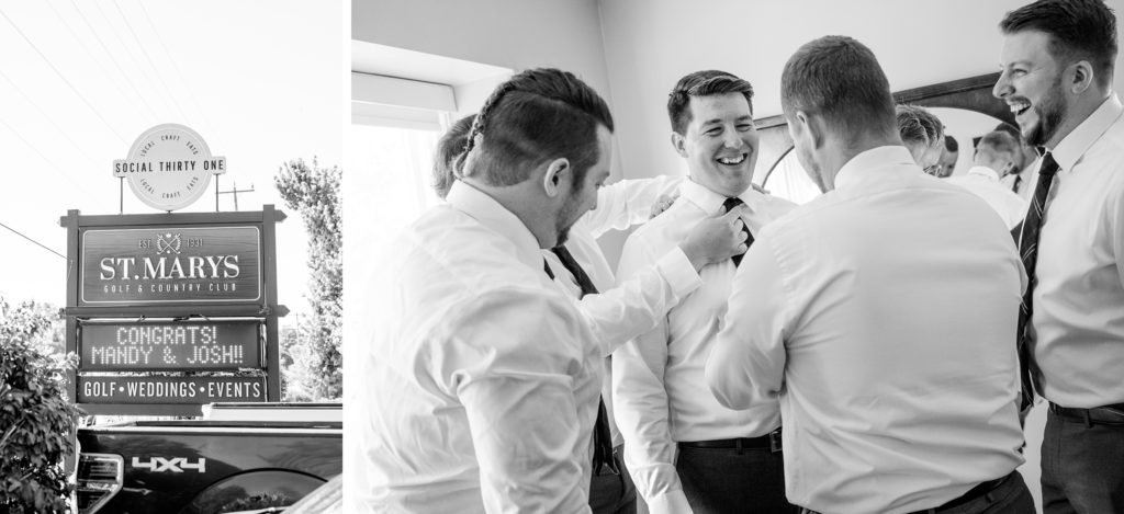 Aiden Laurette Photography | wedding detail photo, groom and groomsmen at st mary's golf and country club