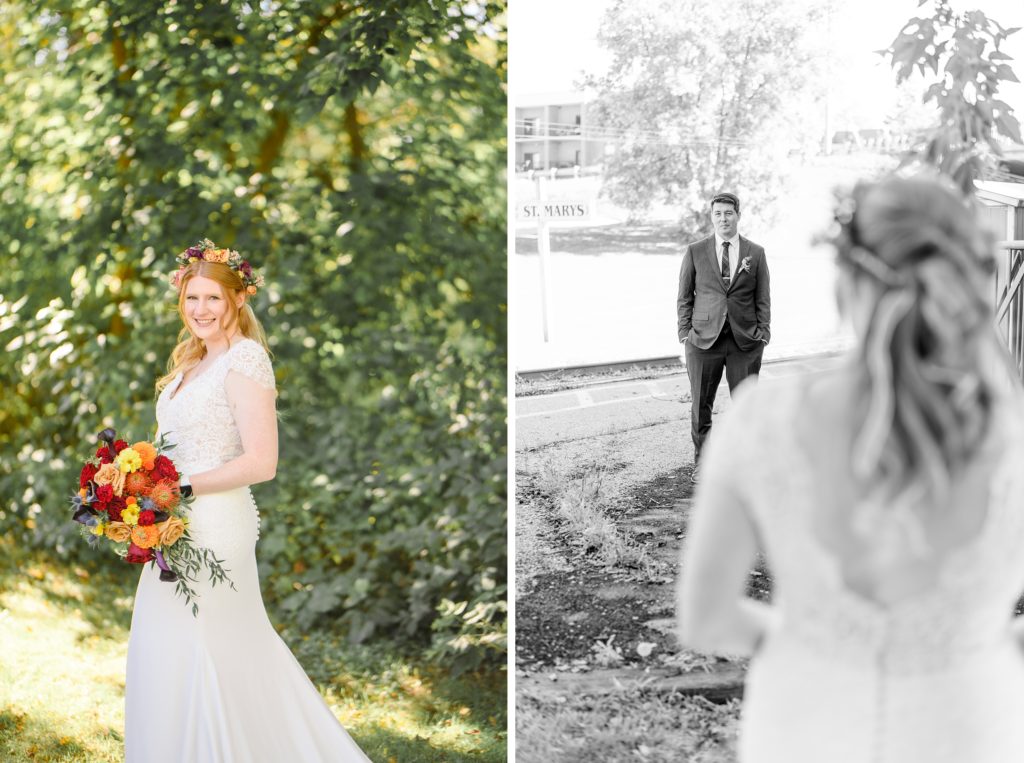 Aiden Laurette Photography | Bride and grooms first look at st mary's golf and country club