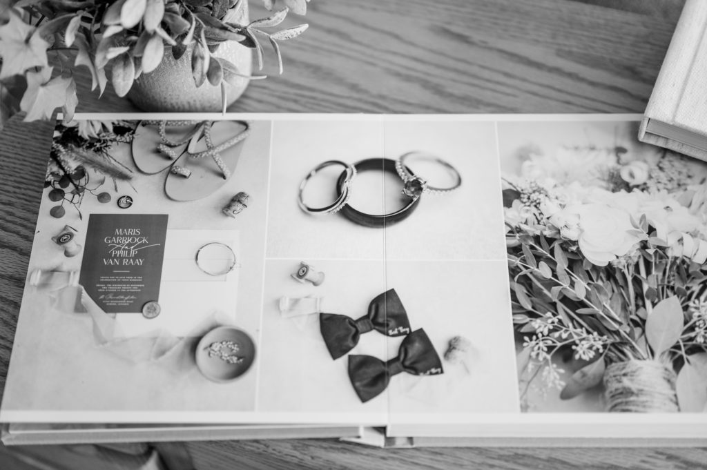 Aiden Laurette Photography | black and white Wedding album close up shot