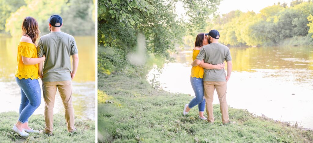 Aiden Laurette Photography | couple poses in front of river