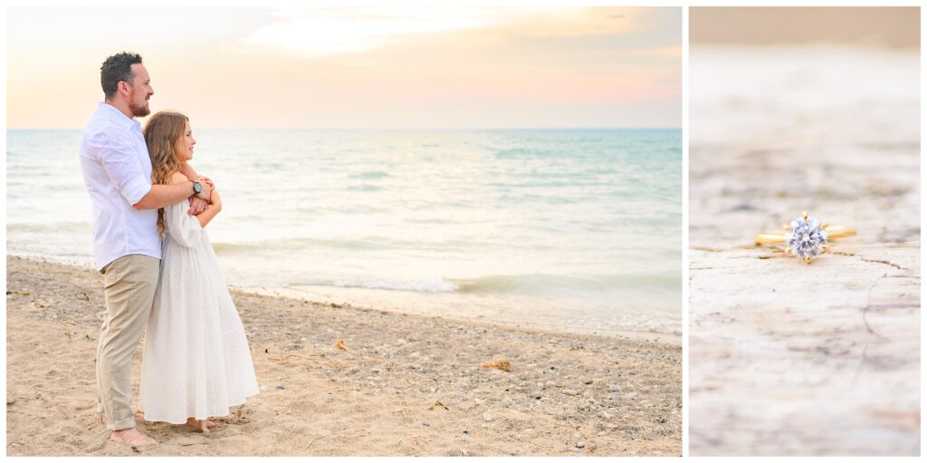 Aiden Laurette Photography | couple poses in front of water