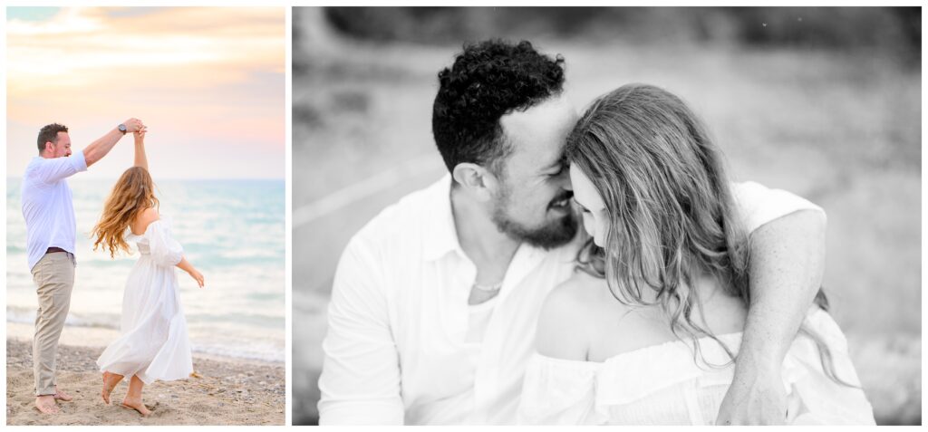 Aiden Laurette Photography | couple poses in front of water