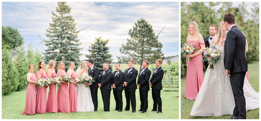 Aiden Laurette Photography | bride and groom pose with wedding party