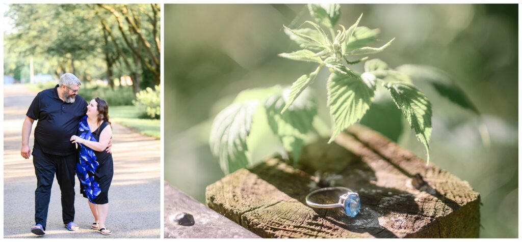 Aiden Laurette Photography | couple poses in front of greenery