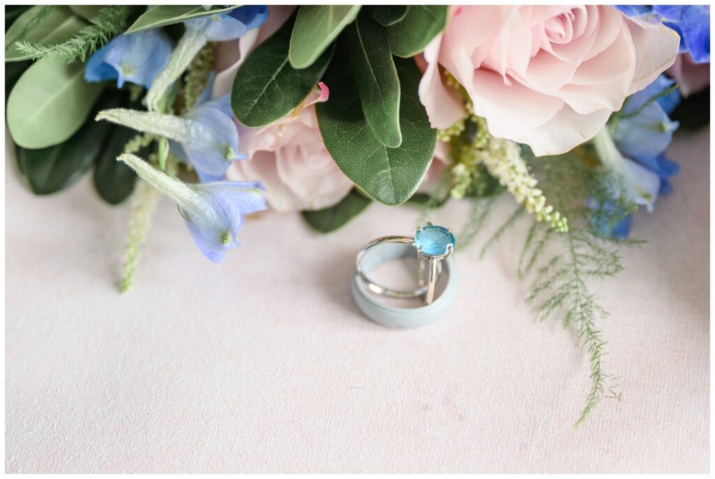 Aiden Laurette Photography | close up photo of wedding rings and bouquet